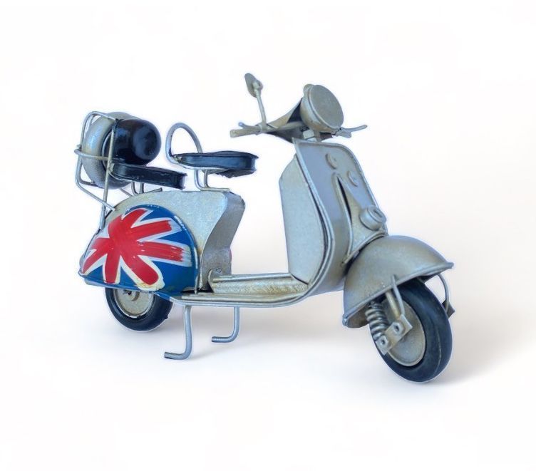 Moto Vespa A Escala, Coleccion Decoracion Vintage, Inglesa Gris