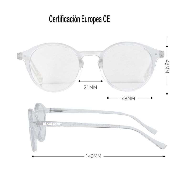 Lentes opticos Graduación +1.0, Anteojos lectura, con aumento para presbicia.-5