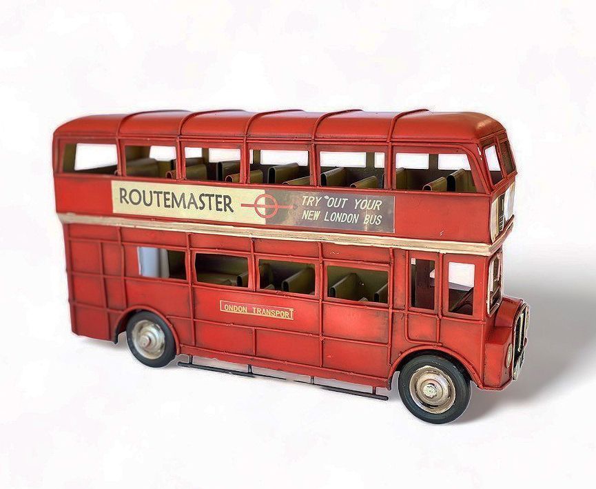 Bus Ingles A Escala, Decoracion Vintage En Fierro, coleccion. Rojo