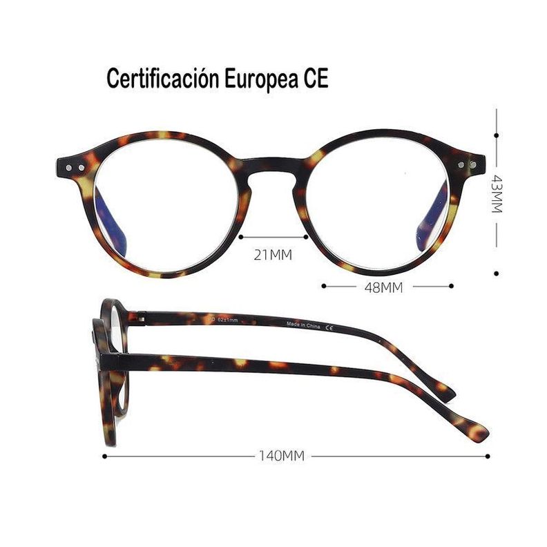 Lentes opticos Graduación +2.5, Anteojos lectura, con aumento para presbicia.-6