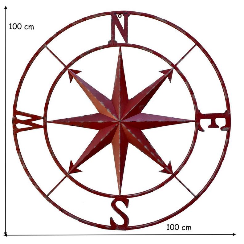Decoración Náutica Brújula Metal Rosa De Los Vientos Marina-1