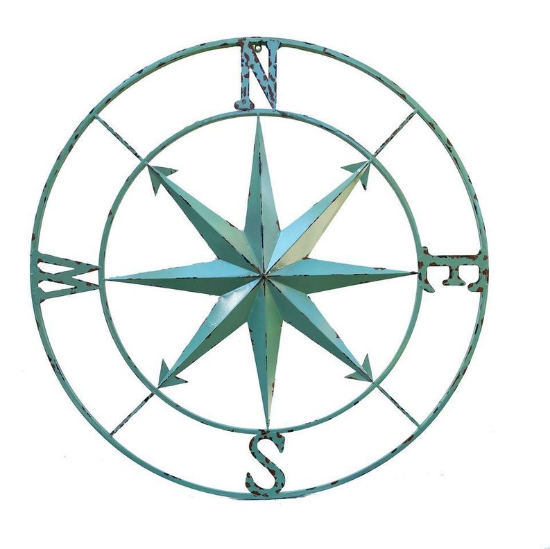 Decoracion Nautica Brujula Metal Rosa De Los Vientos Marina