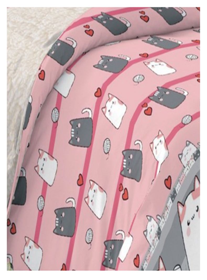 Plumón Infantil Sherpa 1,5 plazas Con Funda Almohada Kitten-1