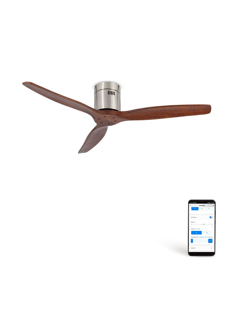 Ventilador de Techo Wi-Fi WindCalm DC Nickel Madera Oscura Create IKOHS-0