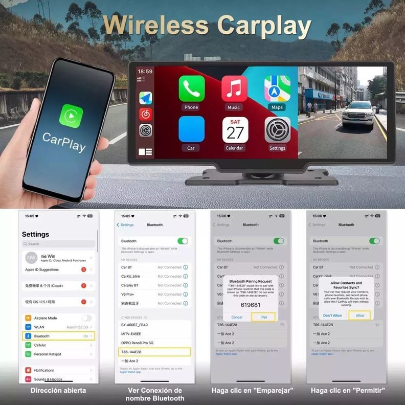 Pantalla Para El Auto Camara 10.26 Car Play Y Android Auto-5
