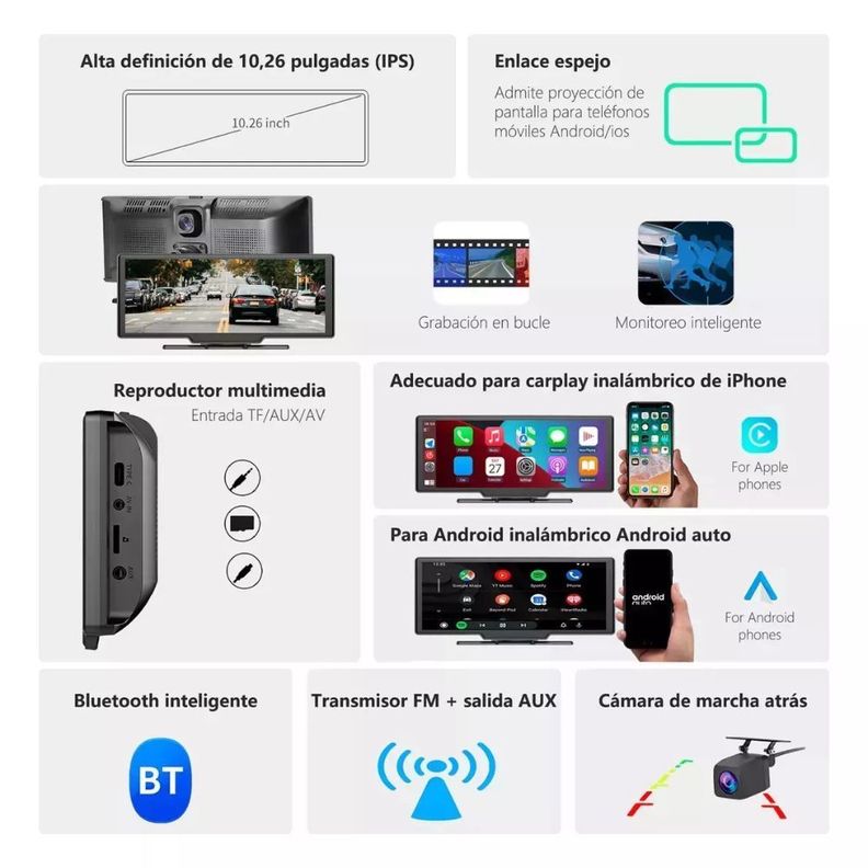 Pantalla Para El Auto Camara 10.26 Car Play Y Android Auto-6