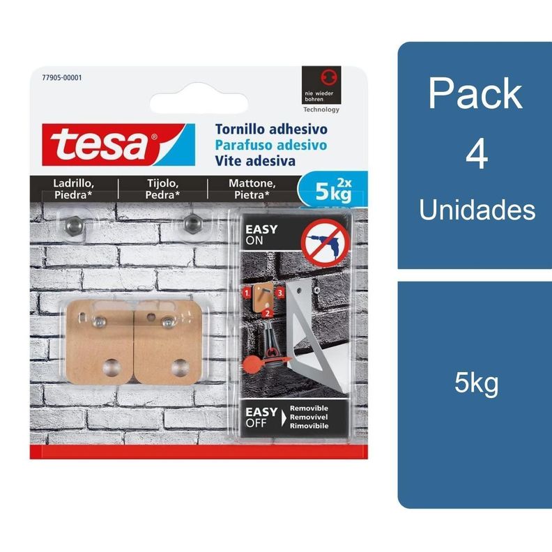 Pack 4x2 Tornillos Adhesivos Ladrillo Hormigón 5kg tesa-0