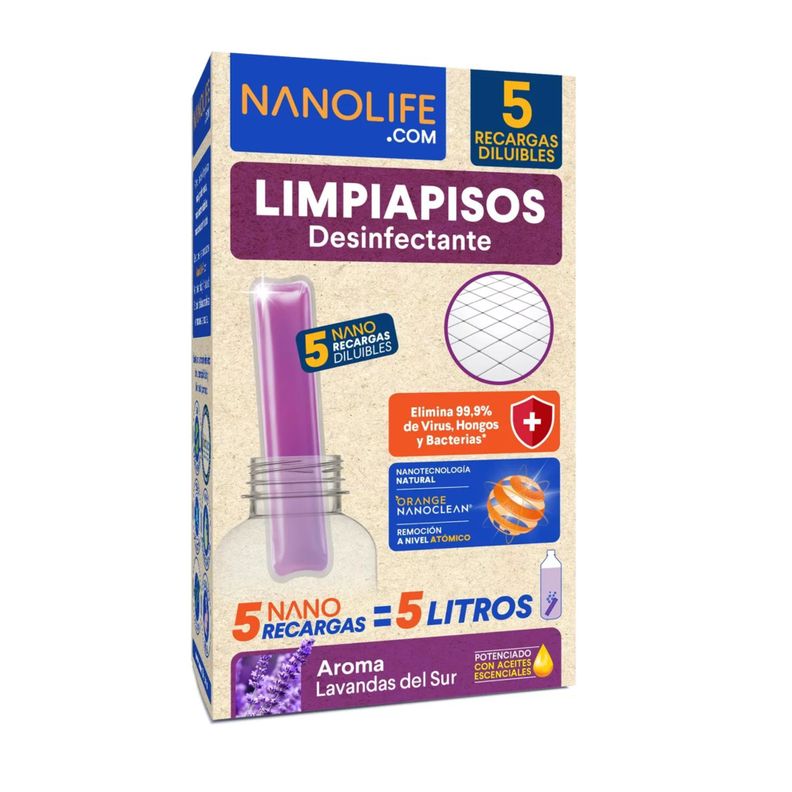 Limpiapisos Desinfectante Recarga Lavanda Rinde 5x1lt - Deysa Nanolife-0