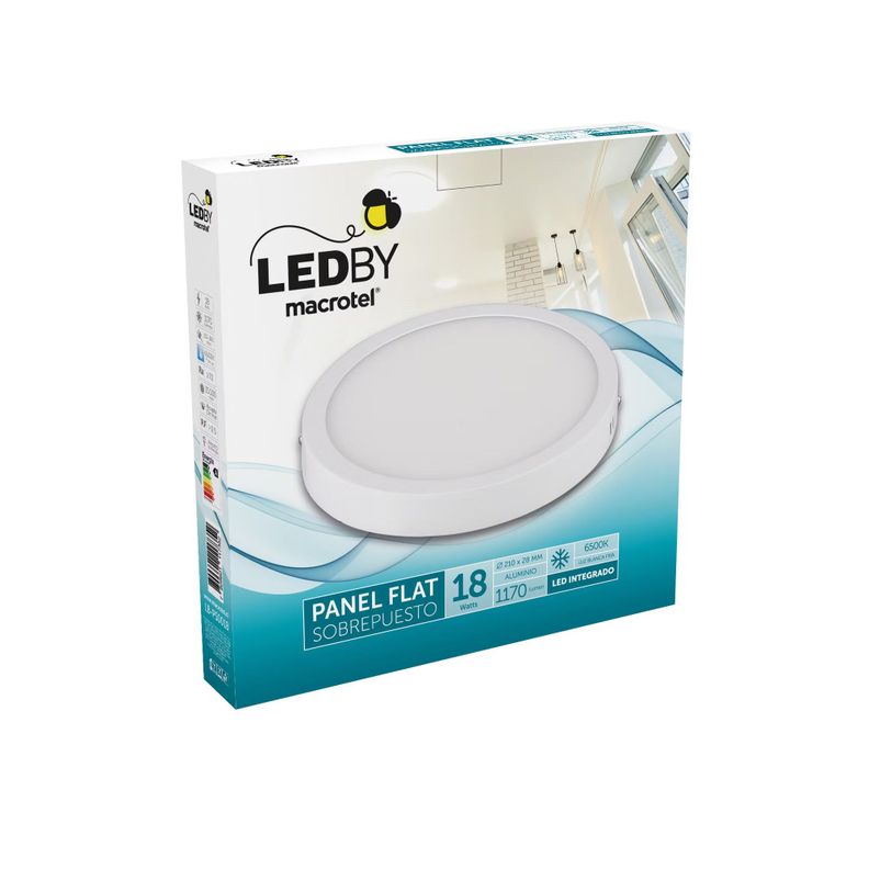Panel Led Slim Sobrepuesto Cuerpo de Aluminio luz fría 6500K 18W - Macrotel-0