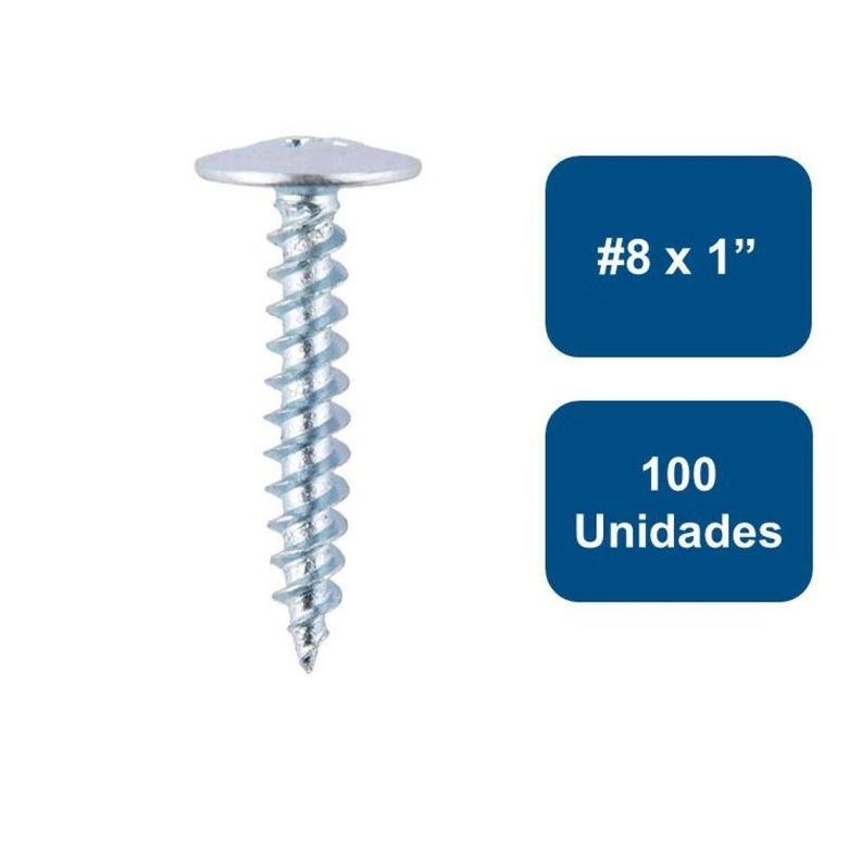 Tornillo Cabeza Lenteja Punta Fina #8 X 1  100un-0