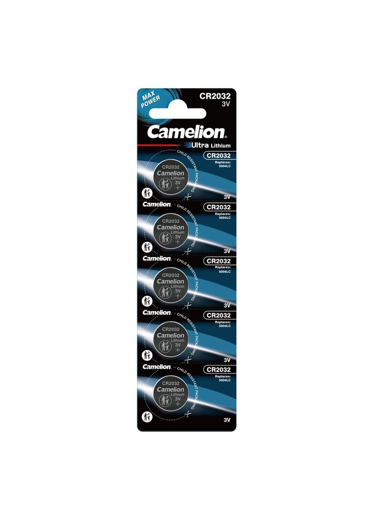 Pilas tipo Boton de Litio CR2032 5un - Camelion-0