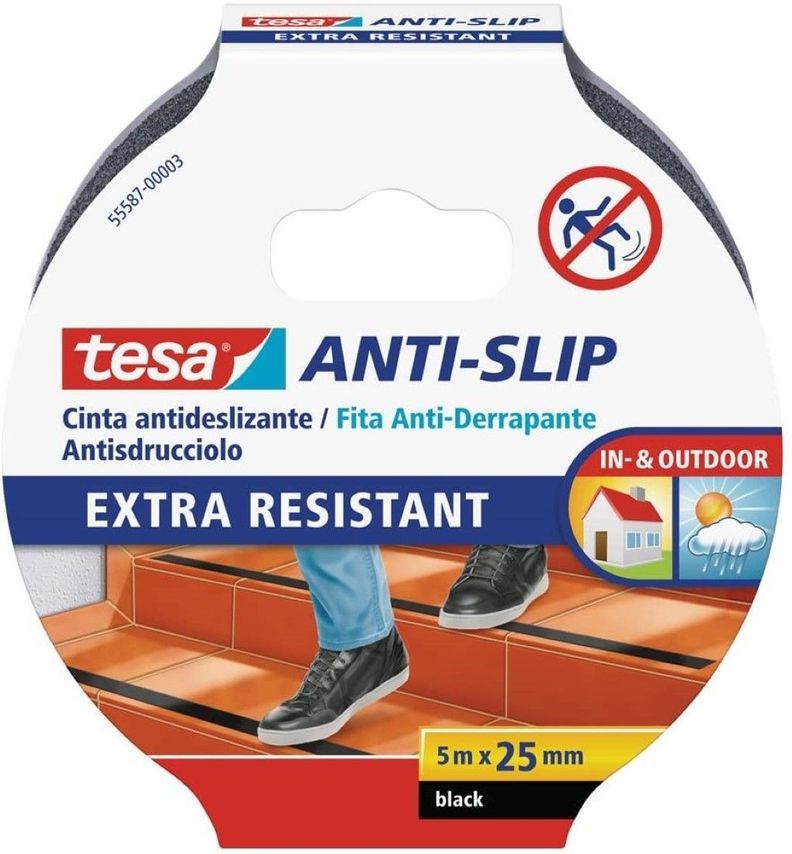 Cinta Antideslizante 25mm X 5 Mts Negra Tesa-0