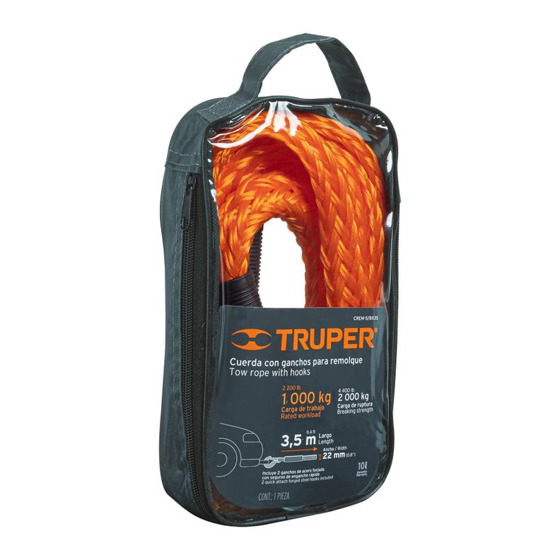 Cuerda Con Ganchos Para Remolque 1000kg/22mm X 3.5mts Truper-1