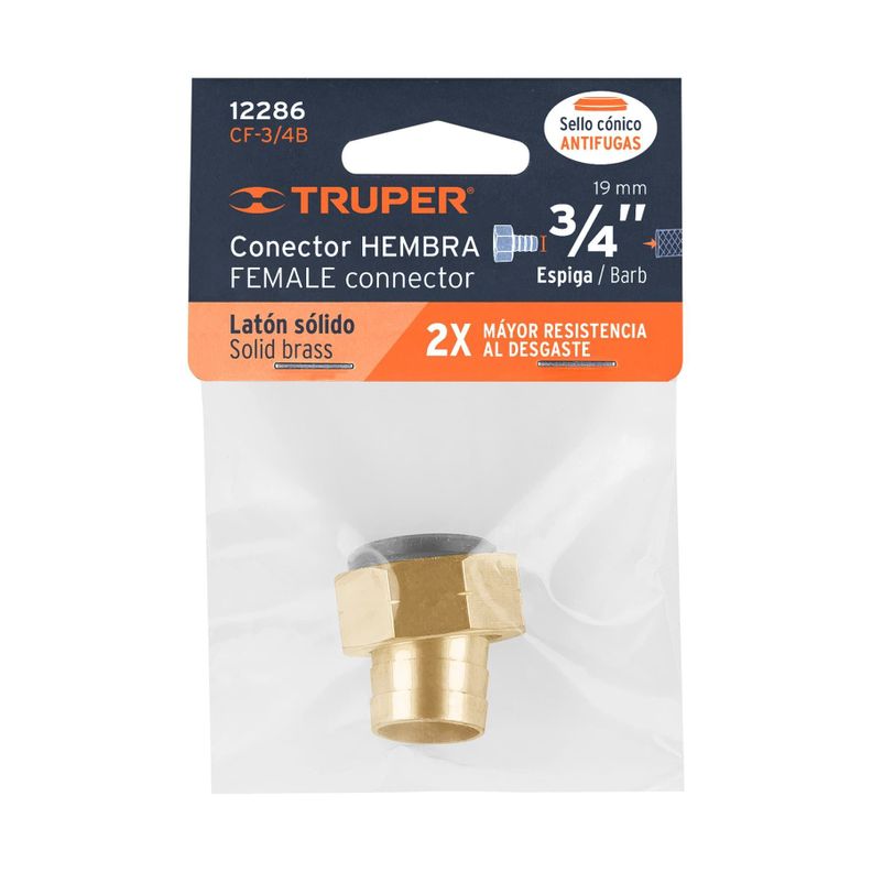 Conector de riego con espiga 3/4" HI Rosca 3/4" Truper-1