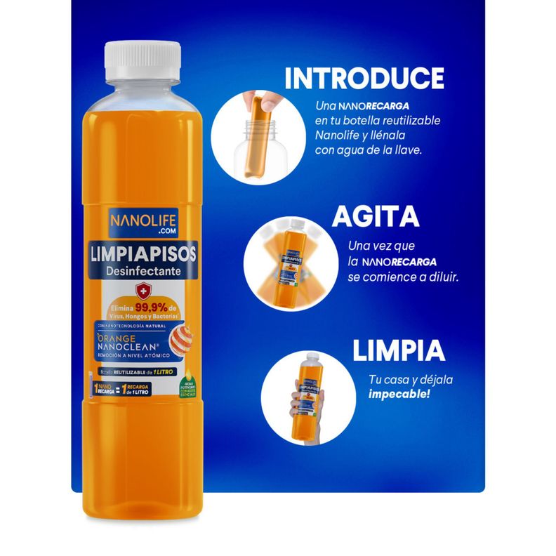 Limpiapisos Desinfectante Kit de inicio Citrico Promoción 1lt + Recarga - Deysa Nanolife-1