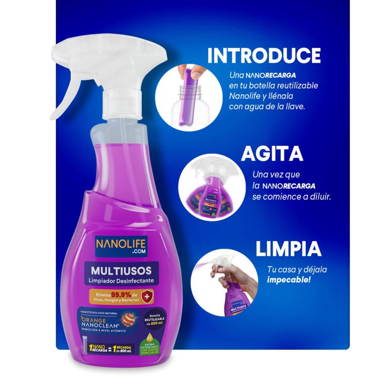 Limpiador multiusos Recarga Lavanda Rinde 600ml - Deysa Nanolife-4