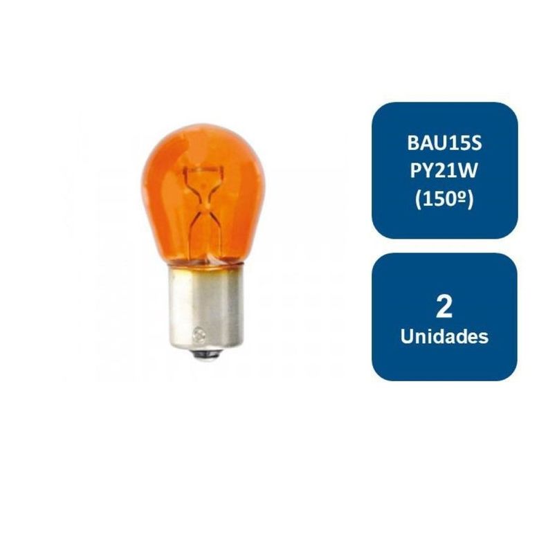 Ampolleta 12v Automovil Globo Grande Ambar Bau15s Py21w 2un-0