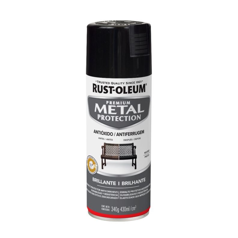 Pintura en Aerosol Metal Protection 340grs Negro Brillante - Rust Oleum-0