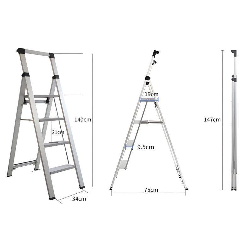Escalera / Taburete plegable aluminio 200kg ultra liviano 4 peldaños - Toolmax-1