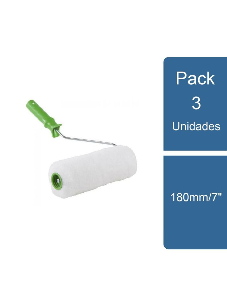 Pack 3 Rodillo Fibra Sintetica Pelo Largo 180mm/7" Lizcal-0