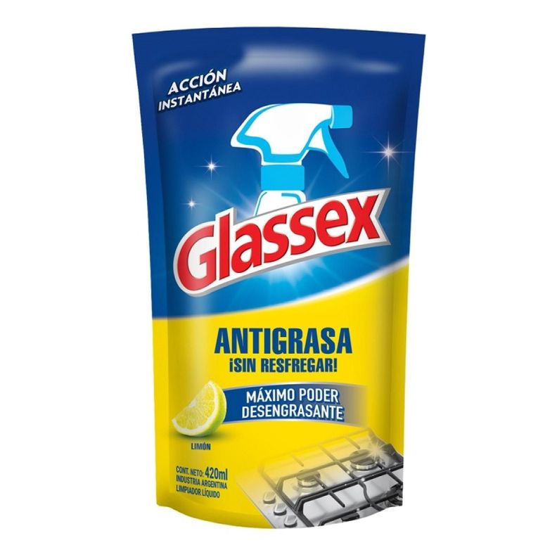 Antigrasa Doypack Limón 420ml - Glassex-0