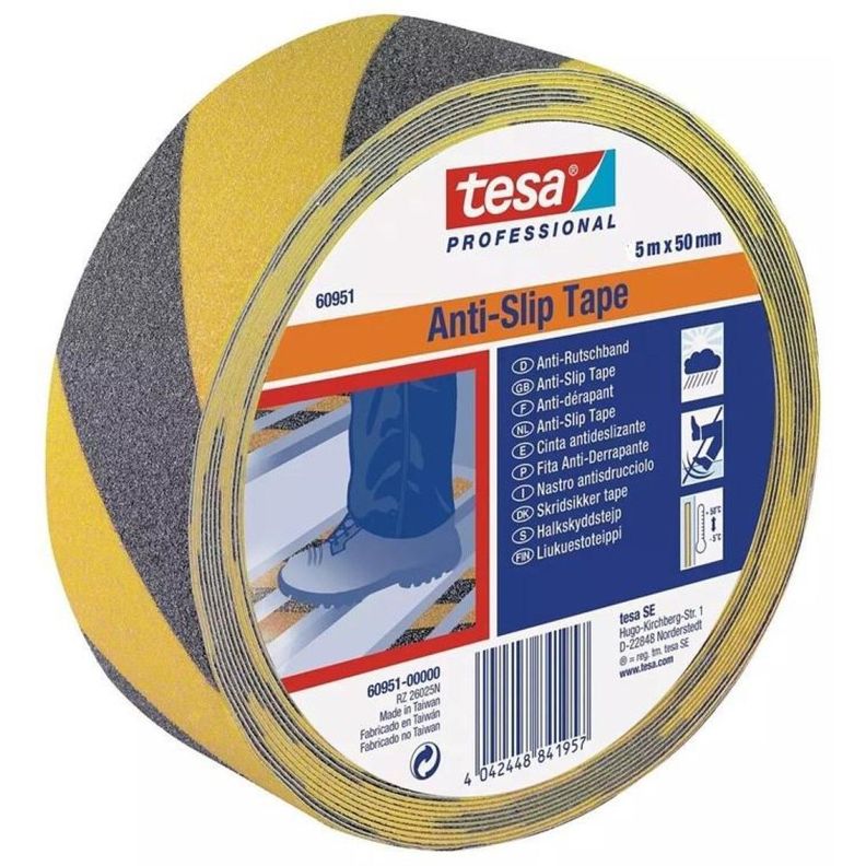 Cinta Antideslizante 50mm X 5 Mts Amarillo/negro Tesa-0
