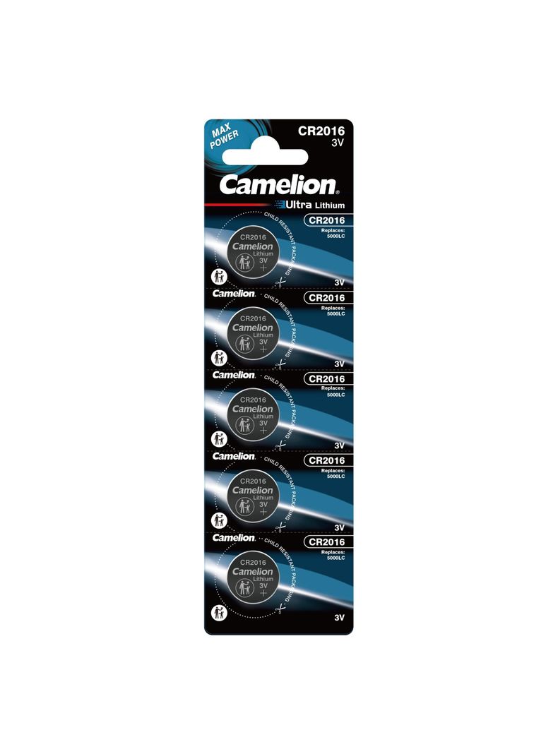 Pilas tipo Boton de Litio CR2016 5un - Camelion-0