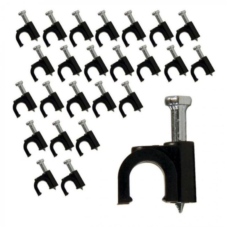 Macrotel Grampas Para Cables Coaxial Negras 25un-0