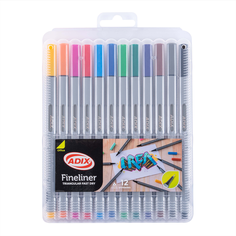 Fineliner Triangular Caja Plástica 12 Colores Adix-0