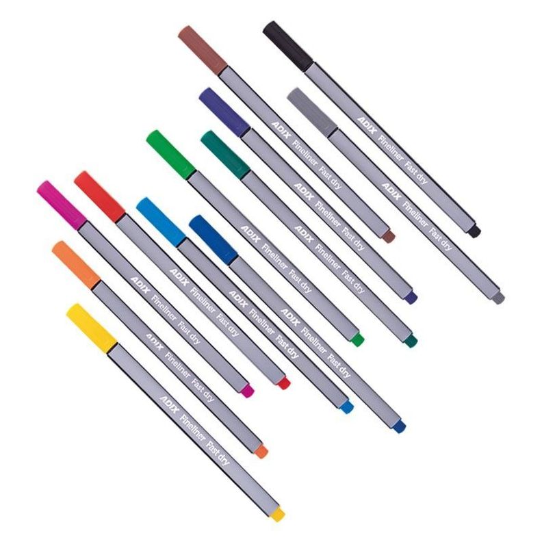 Fineliner Triangular Caja Plástica 12 Colores Adix-1