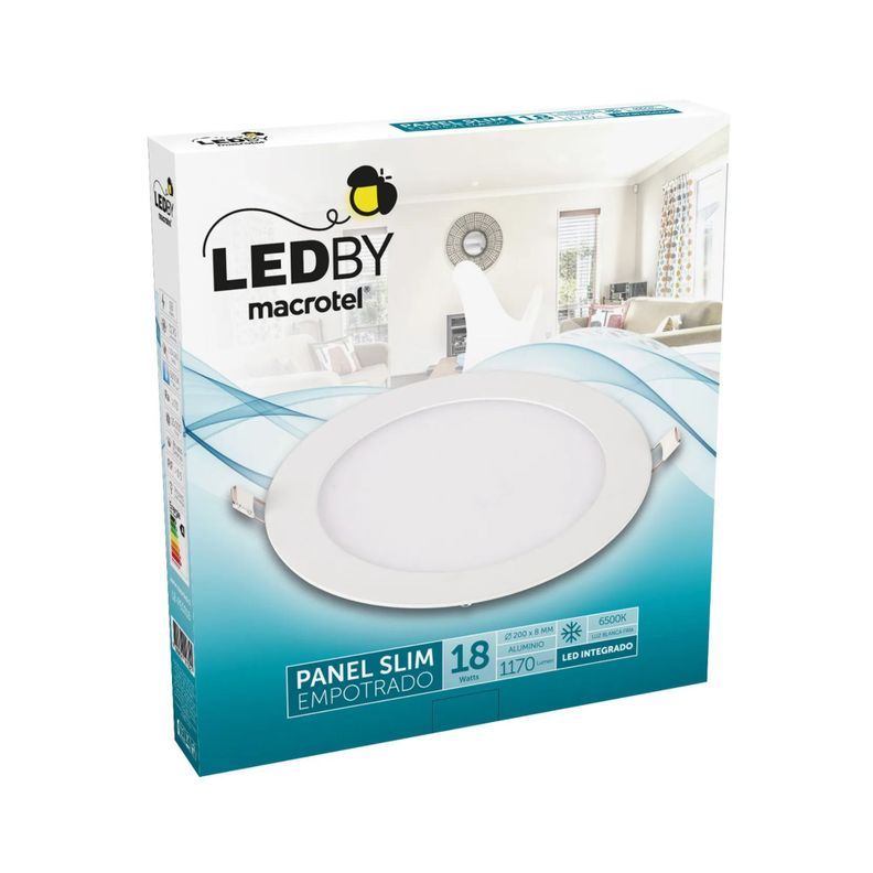 Panel Led Slim Empotrado Cuerpo de Aluminio luz fría 6500K 18W - Macrotel-0