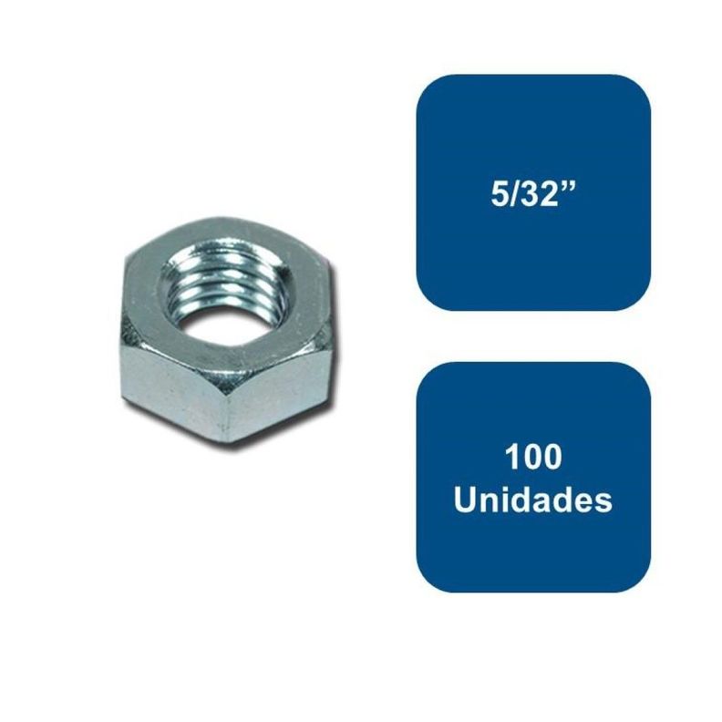 Tuerca Hexagonal Grado 2 Zincada 5/32  100 Un.-0