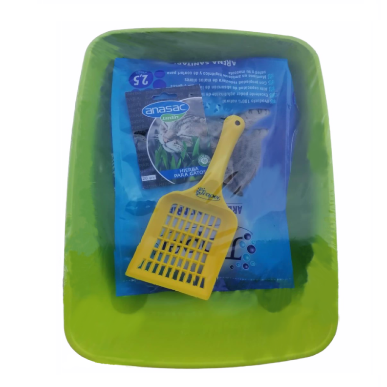 Pack Arena para Gatos con bandeja y pala 2.5kg Traper-0