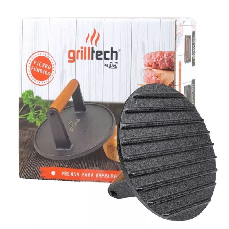 Prensa de Hamburguesas Fierro Fundido 17.5cms Grilltech-0