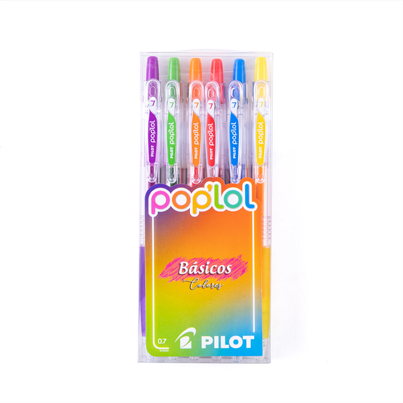 Set Lápiz Gel Poplol 0.7 6un Básicos Pilot-0
