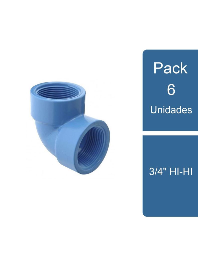 Pack 6 Codo PVC Hidráulico 3/4" HI-HI PVC-0
