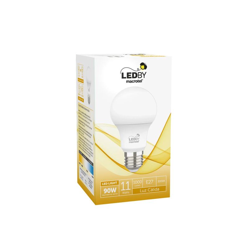 Ampolleta Led E27 luz cálida 3000K 11W - Macrotel-0