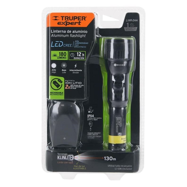 Truper Linterna Recargable Led Cree Litio 180lm-0