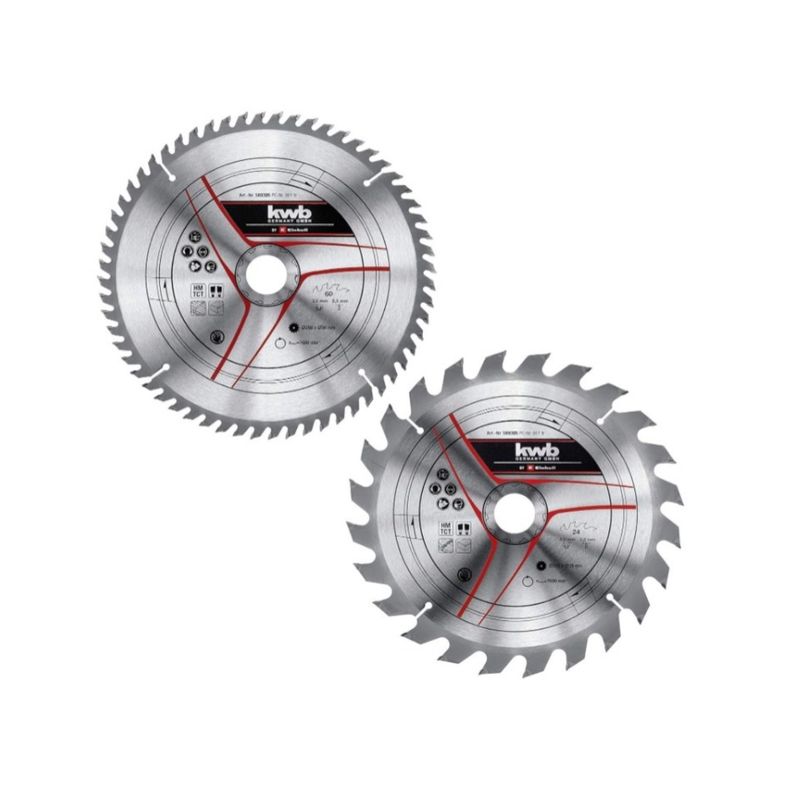 Set de 2 Discos de sierra circular 250mm x 30mm 24 / 60 dientes - KWB-0
