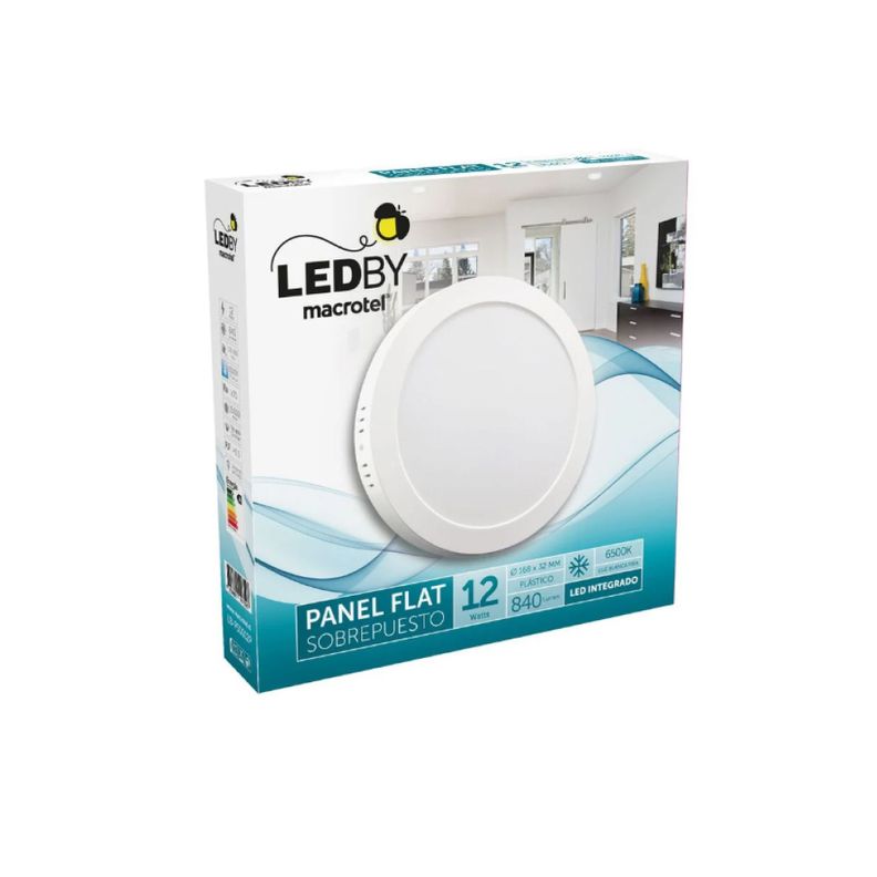 Panel Led Slim Sobrepuesto Cuerpo Plástico luz fría 6500K 12W - Macrotel-0