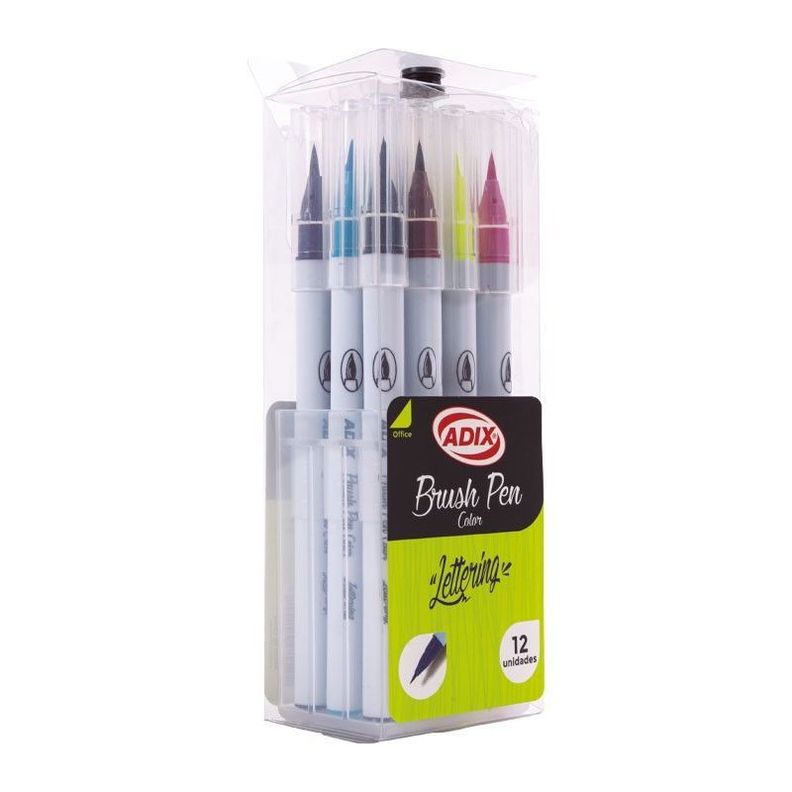 Brush Pen Caja Con Broche 12 Colores Adix-1