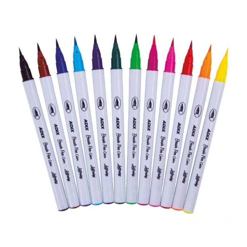 Brush Pen Caja Con Broche 12 Colores Adix-0