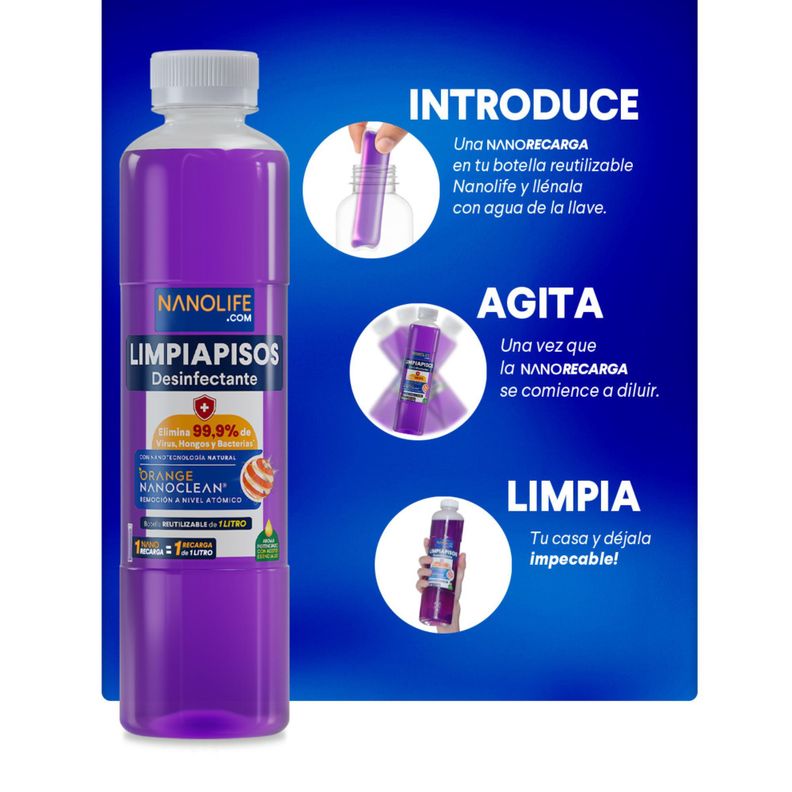Limpiapisos Desinfectante Recarga Lavanda Rinde 2lts - Deysa Nanolife-3