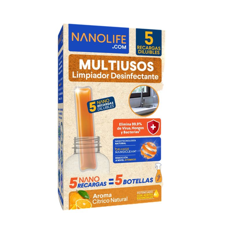 Limpiador multiusos Recarga Citrico Rinde 5x600ml - Deysa Nanolife-0