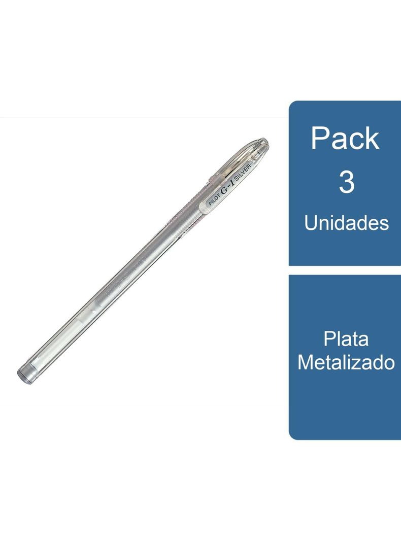 Pack 3 Lápiz Gel G-1 0.7 Plata Metalizado Pilot-0