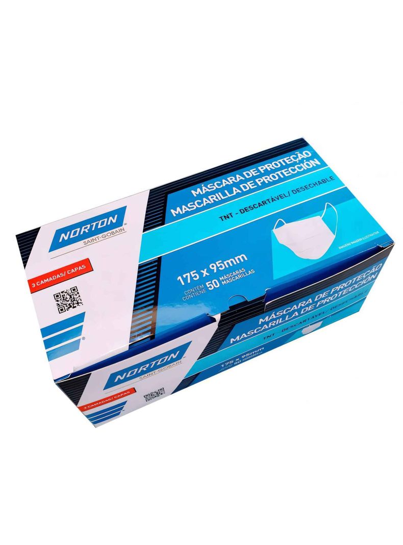 Mascarilla Desechable 3 Pliegues Blancas 50un. Norton-0