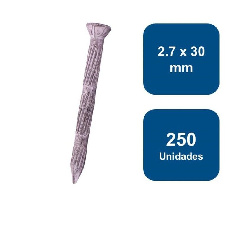 Clavo Estriado Concreto 2.7 X 30mm 250un.-0