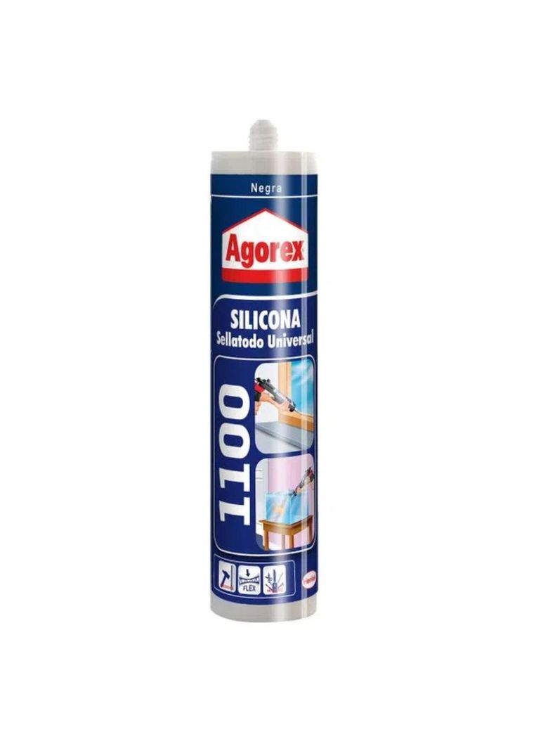 Silicona Sellatodo Universal 1100 Negra 300ml Agorex-0