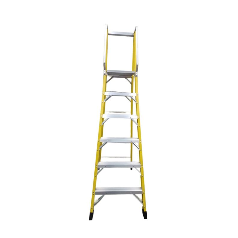Escalera Tipo Tijera de Fibra / Aluminio con plataforma 6 peldaños - Toolmax-1