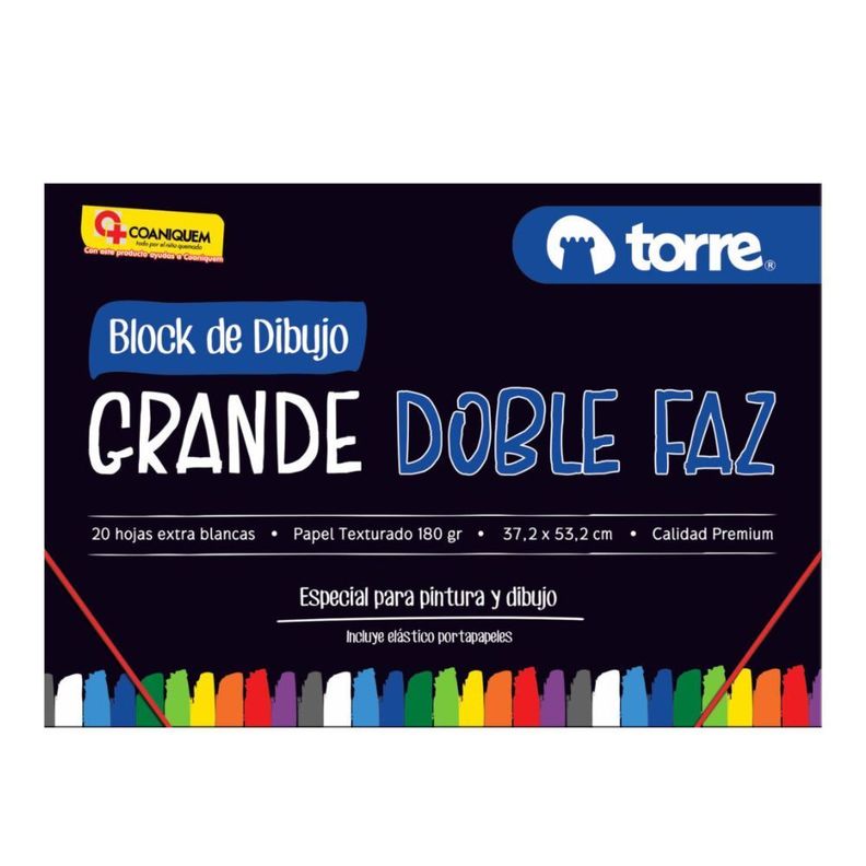 Block de dibujo Grande Doble Faz 20 hojas Torre-0